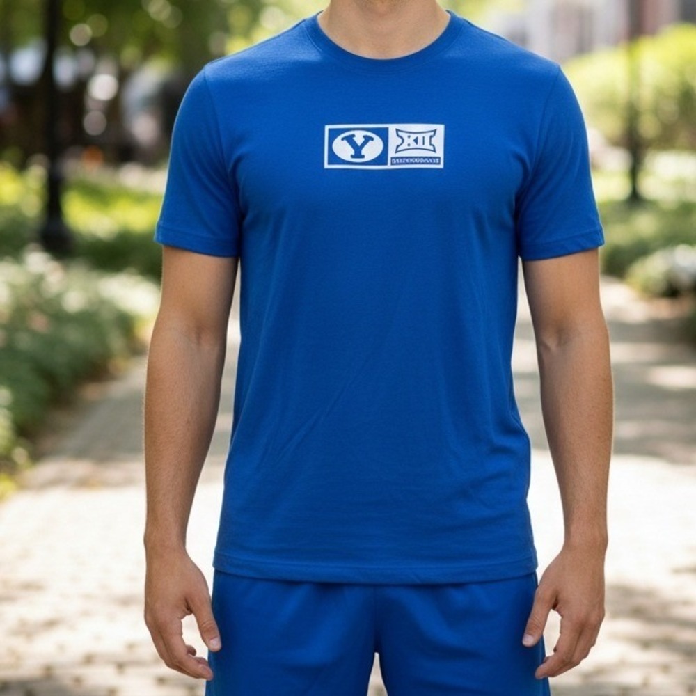 Nike BYU Cougars Big 12 Conference T-Shirt Mens Small Royal Blue Short Sleeve T